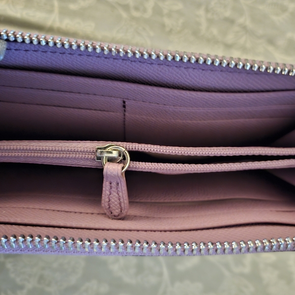 Purple, pink, blue, and black tartan print Coach wallet - Picture 7 of 7